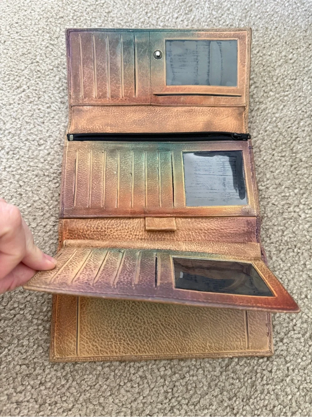 Anuschka Multicolor Leopard & Botanical Leather Wallet